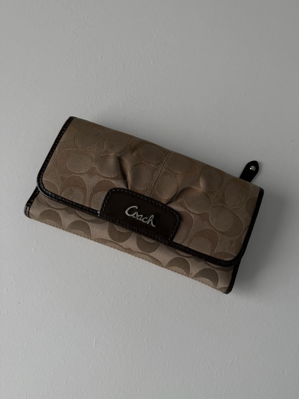 Brown Coach Signature Trifold Wallet